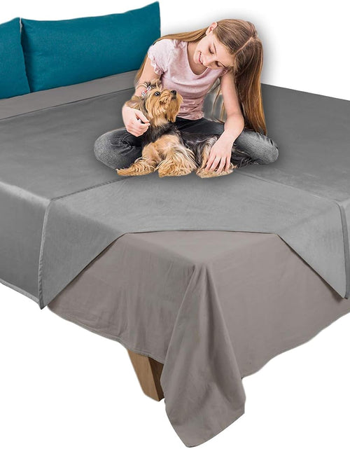 Load image into Gallery viewer, Pet Bed Blanket Reversible 100% Waterproof Velvet Super Soft for Sofa and Bed (40X60 Inches, Light Grey+Grey)
