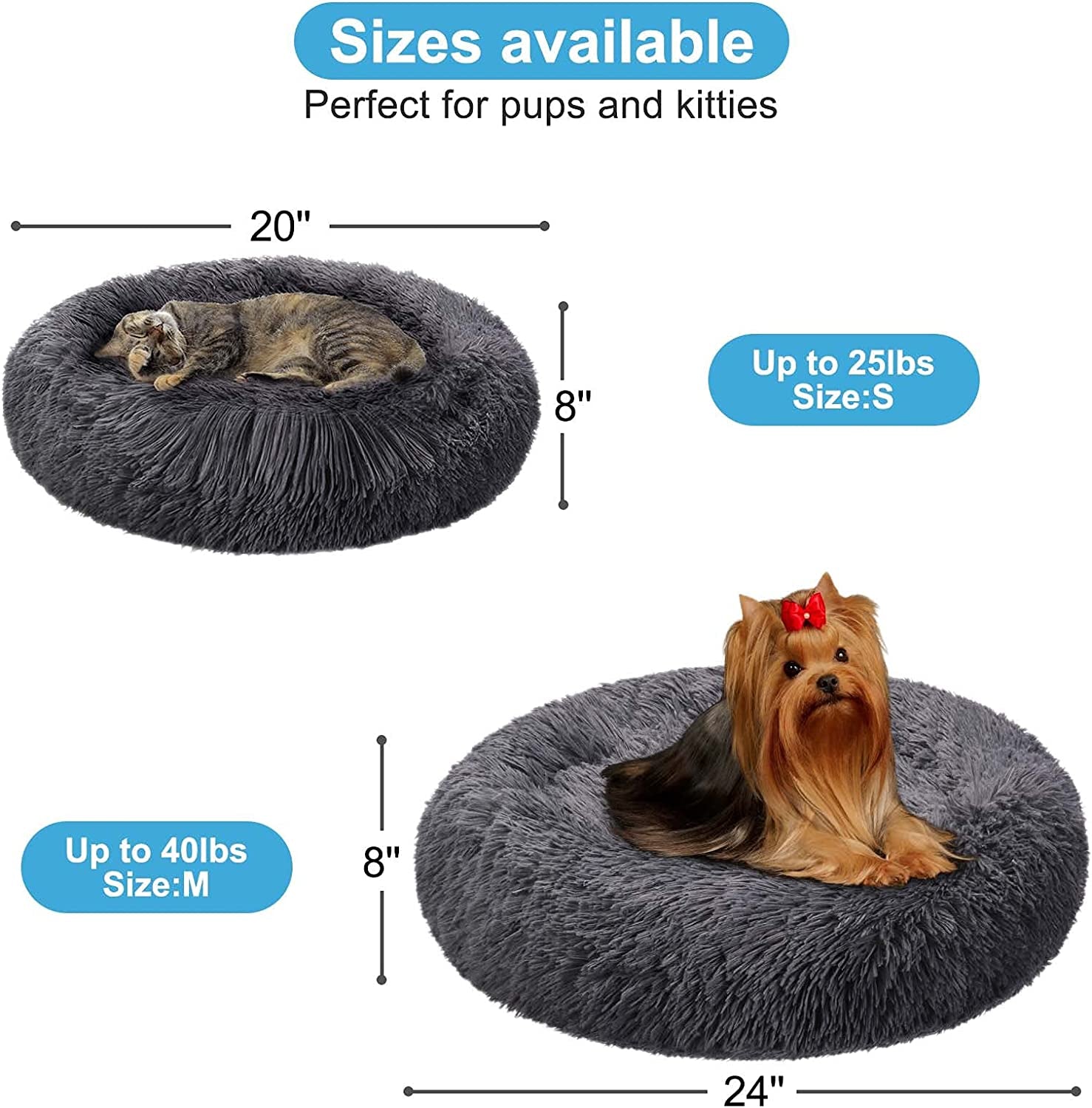 Dog Bed, Dog Beds for Medium Dogs, Small Outdoor Dog Beds, Washable Dog Bed and Cat Bed, Faux Fur Pet Bed, Anti-Slip Dog Bed Cat Bed