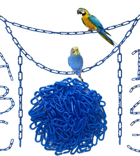 200Pcs Blue C-Clips Chains Hooks Plastic Chain Links C-Links Children'S Learning Toy Sugar Glider for Parakeets,Small Pet Rat Parrot Bird Toy Cage Swing Climbing Cage Toys