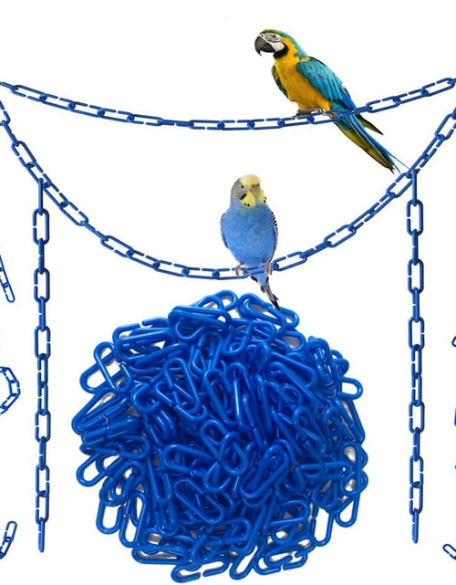 Load image into Gallery viewer, 200Pcs Blue C-Clips Chains Hooks Plastic Chain Links C-Links Children'S Learning Toy Sugar Glider for Parakeets,Small Pet Rat Parrot Bird Toy Cage Swing Climbing Cage Toys
