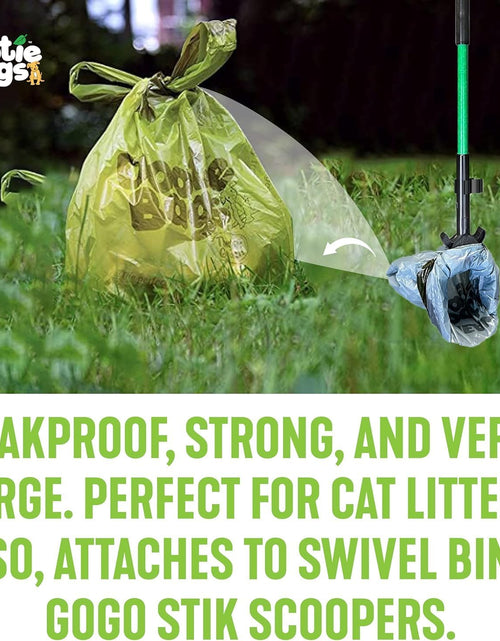 Load image into Gallery viewer, Dootie Bags® Medium-Large Poop Bags, 100 Count, with Tie Handles and Gussets. Strong and Leakproof. Made with Corn Starch. Fits  Pooper Scoopers.
