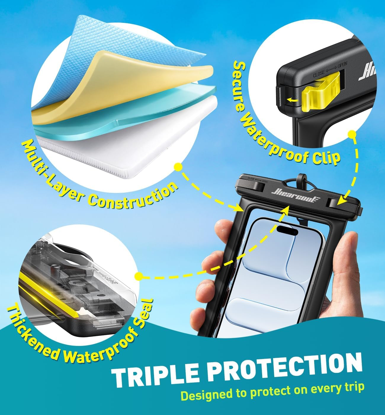 Waterproof Phone Pouch, Waterproof Phone Case for Iphone 15 14 13 12 Pro Max XS Samsung, IPX8 Cellphone Dry Bag Beach Essentials 2Pack-8.3"