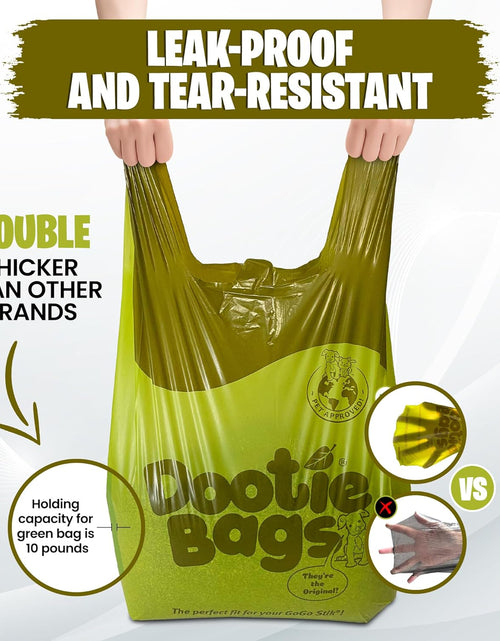 Load image into Gallery viewer, Dootie Bags® Medium-Large Poop Bags, 100 Count, with Tie Handles and Gussets. Strong and Leakproof. Made with Corn Starch. Fits  Pooper Scoopers.
