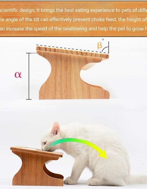 Load image into Gallery viewer, Cat Bowls Pet Dining Table with Raised Slope Wooden Stand Elevated Pet Bowls with Oblique Stand for Cats, Dogs, Kitten and Puppy (3 Bowls, Steel)
