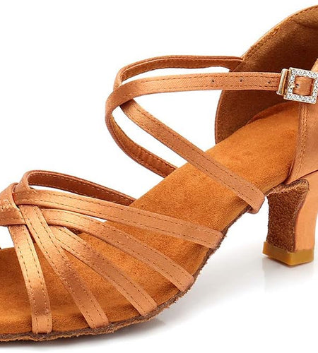 Women'S Latin Dance Shoes Satin Professional Ballroom Salsa Practice Performance Dance Shoes