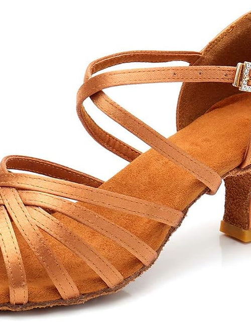 Load image into Gallery viewer, Women'S Latin Dance Shoes Satin Professional Ballroom Salsa Practice Performance Dance Shoes
