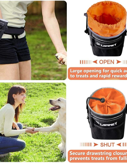 Load image into Gallery viewer, Dog Treat Pouch for Training, Dog Treat Bag for Pet Training - 3 Ways to Wear with Shoulder Strap, Clicker, Tote Carry Kibble Snacks Toys to Reward Walking, Metal Clip, Waist Belt, Poop Bag Dispenser
