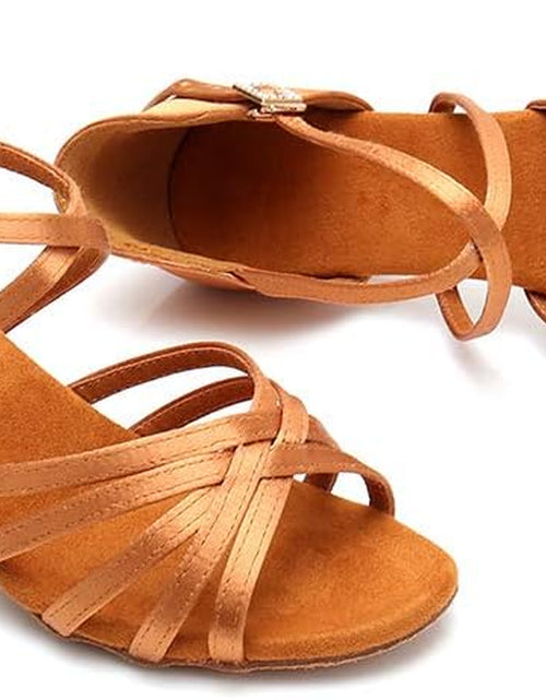 Load image into Gallery viewer, Women'S Latin Dance Shoes Satin Professional Ballroom Salsa Practice Performance Dance Shoes
