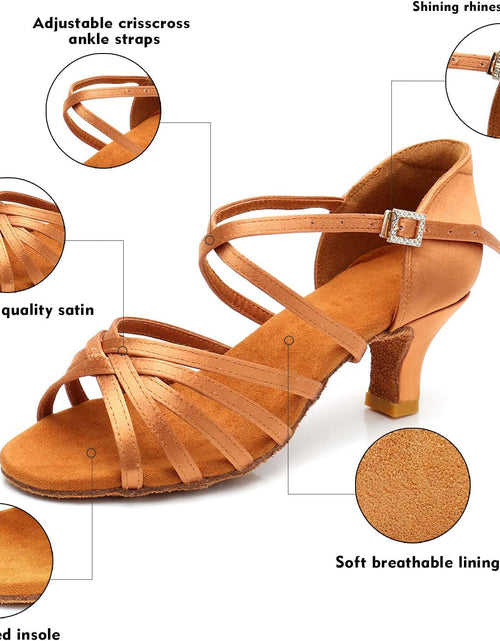 Load image into Gallery viewer, Women'S Latin Dance Shoes Satin Professional Ballroom Salsa Practice Performance Dance Shoes
