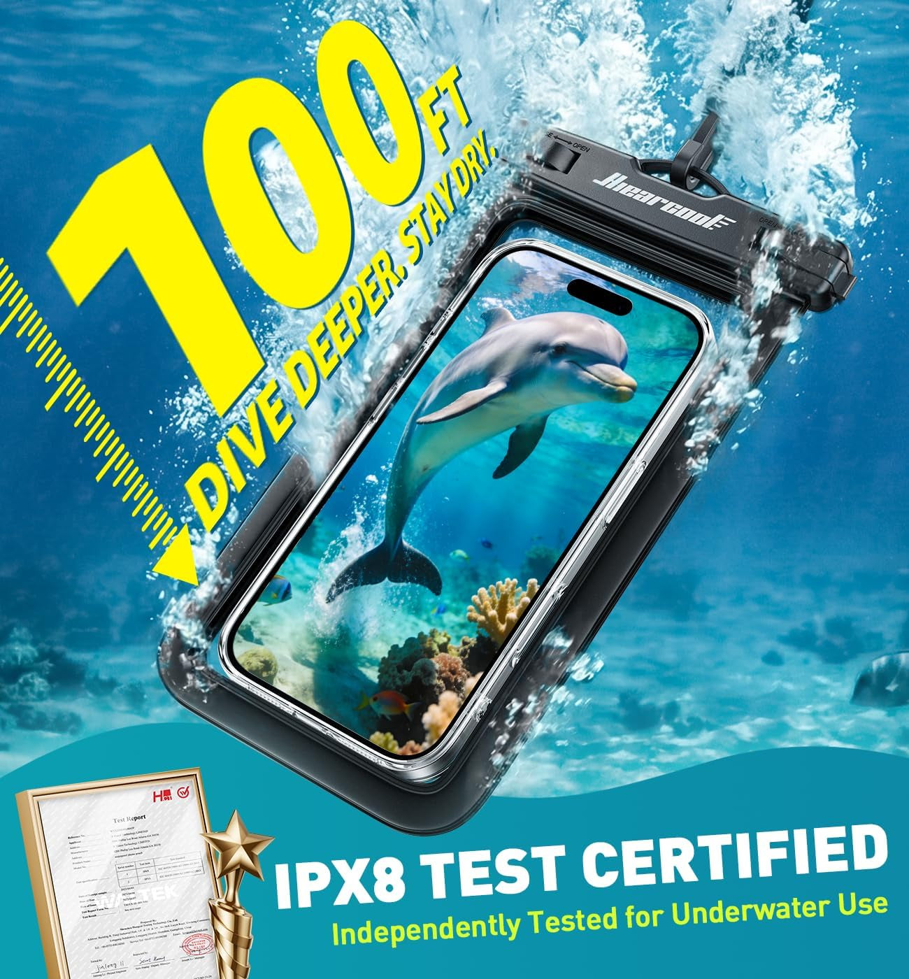 Waterproof Phone Pouch, Waterproof Phone Case for Iphone 15 14 13 12 Pro Max XS Samsung, IPX8 Cellphone Dry Bag Beach Essentials 2Pack-8.3"