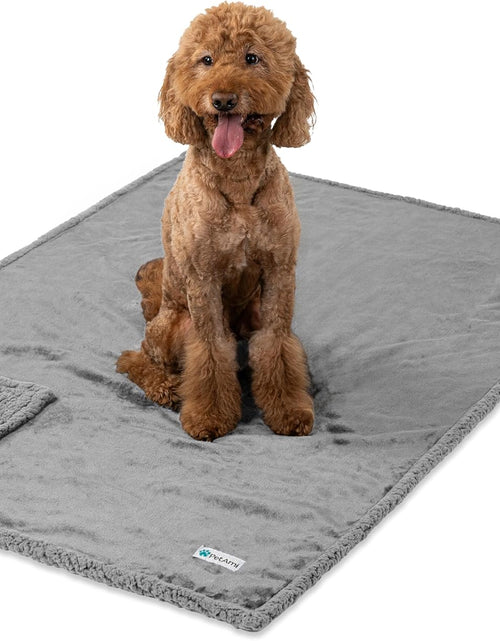 Load image into Gallery viewer, Waterproof Dog Blanket for Queen Bed Large XL Dog Throw for Couch Cover Leakproof Furniture Protection, Sherpa Fleece, Reversible Soft Washable 90X90 Light Gray

