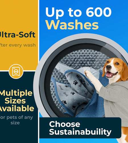 Washable Pee Pads for Dogs - Waterproof Reusable Puppy Pads with Anti-Slip Backing, Pet Training Pad for Puppy Playpen, Crate, Whelping Box, Potty Training (Pack of 6 - 30X34)