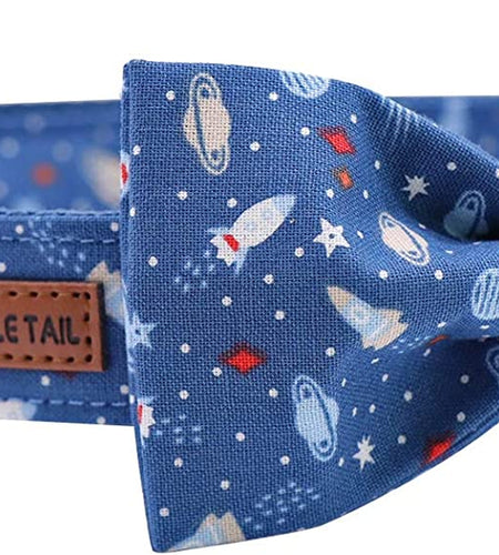 Dog Collar with Bow, Cotton & Webbing, Bowtie Dog Collar, Adjustable Dog Collars for Small Medium Large Dogs and Cats