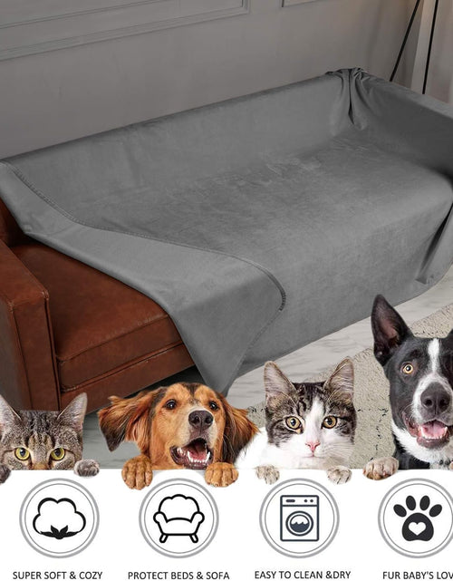 Load image into Gallery viewer, Pet Bed Blanket Reversible 100% Waterproof Velvet Super Soft for Sofa and Bed (40X60 Inches, Light Grey+Grey)
