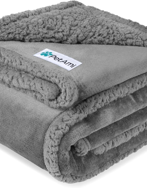 Load image into Gallery viewer, Waterproof Dog Blanket for Queen Bed Large XL Dog Throw for Couch Cover Leakproof Furniture Protection, Sherpa Fleece, Reversible Soft Washable 90X90 Light Gray
