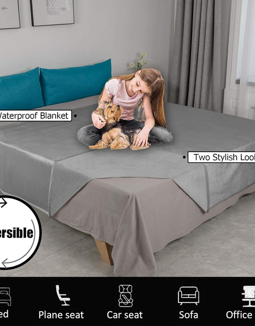 Load image into Gallery viewer, Pet Bed Blanket Reversible 100% Waterproof Velvet Super Soft for Sofa and Bed (40X60 Inches, Light Grey+Grey)
