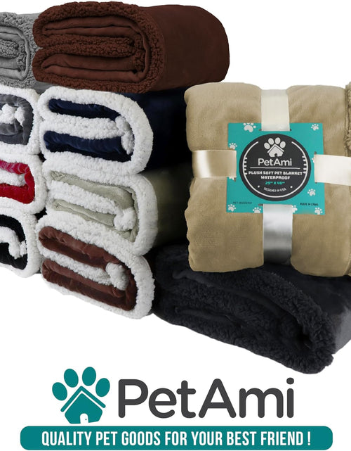 Load image into Gallery viewer, Waterproof Dog Blanket for Queen Bed Large XL Dog Throw for Couch Cover Leakproof Furniture Protection, Sherpa Fleece, Reversible Soft Washable 90X90 Light Gray
