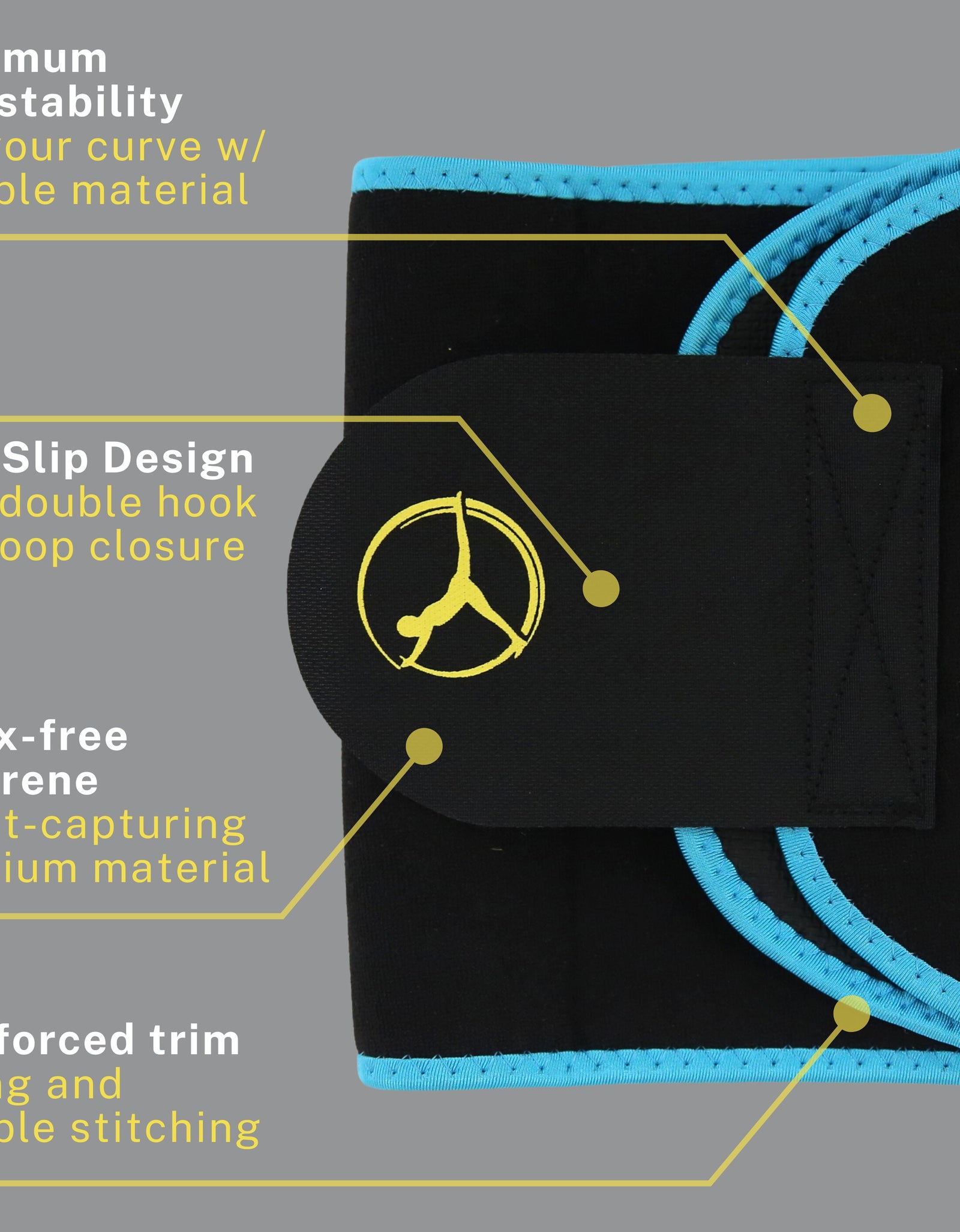 Waist Sweat Band for Women and Men, Sweat Waist Trimmer Belt for High-Intensity Training, Waist Trainer (Blue, S/M)