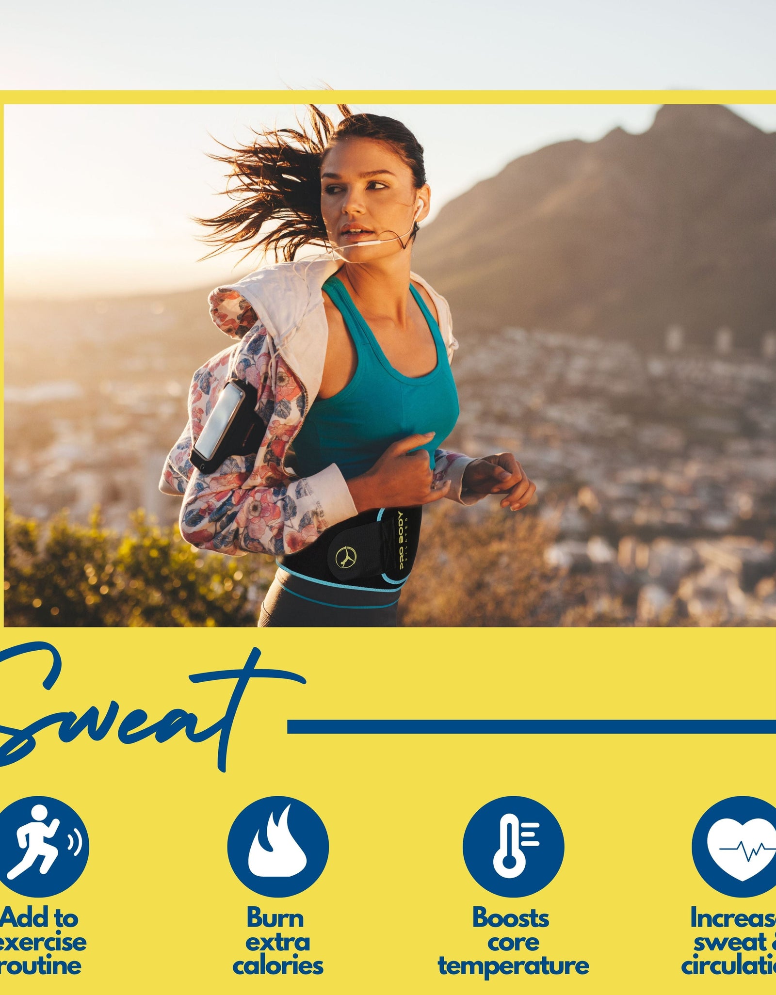 Waist Sweat Band for Women and Men, Sweat Waist Trimmer Belt for High-Intensity Training, Waist Trainer (Blue, S/M)