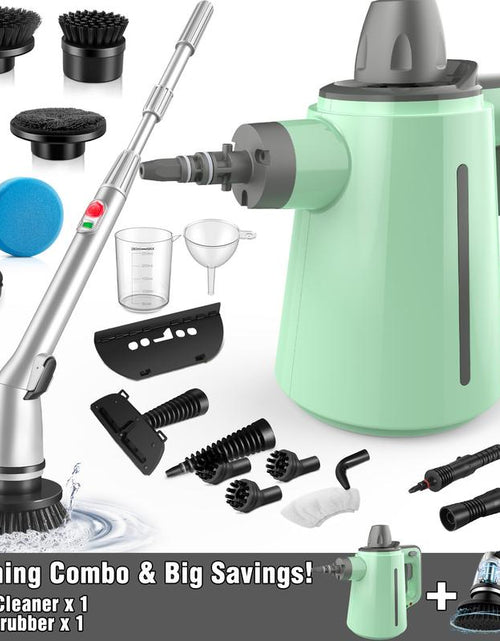 Load image into Gallery viewer, Pressurized Handheld Steam Cleaner &amp; Rechargeable Spin Scrubber
