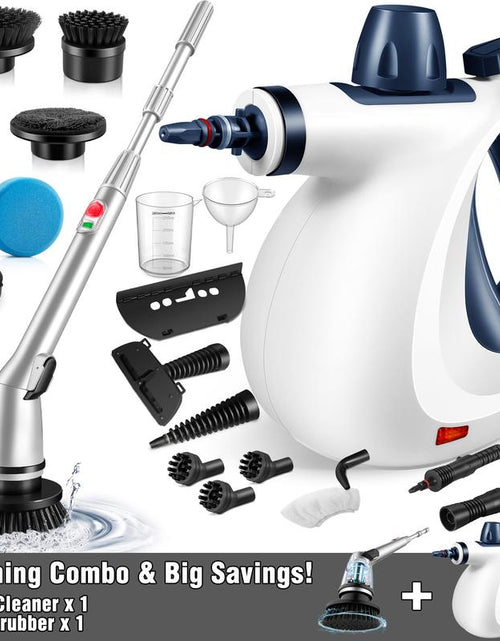 Load image into Gallery viewer, Pressurized Handheld Steam Cleaner &amp; Rechargeable Spin Scrubber
