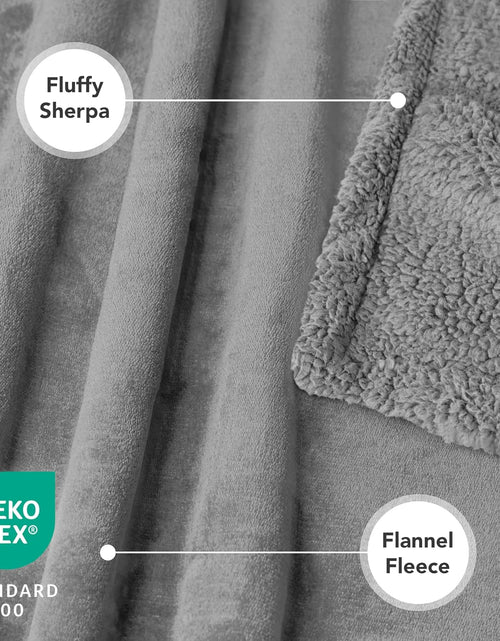 Load image into Gallery viewer, Waterproof Dog Blanket for Queen Bed Large XL Dog Throw for Couch Cover Leakproof Furniture Protection, Sherpa Fleece, Reversible Soft Washable 90X90 Light Gray
